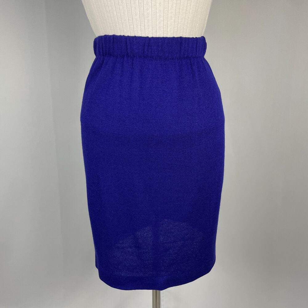 Vintage Pencil Skirt Size Small Royal Blue Knit Sweater Stretch Pull On Office